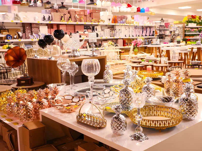 Gold and glass decorative pieces