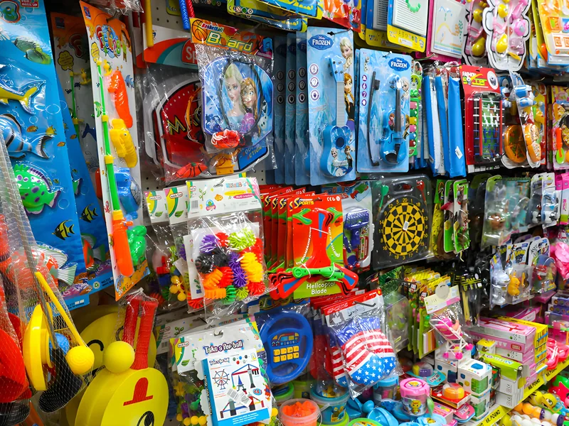 Toy wall with games and play sets